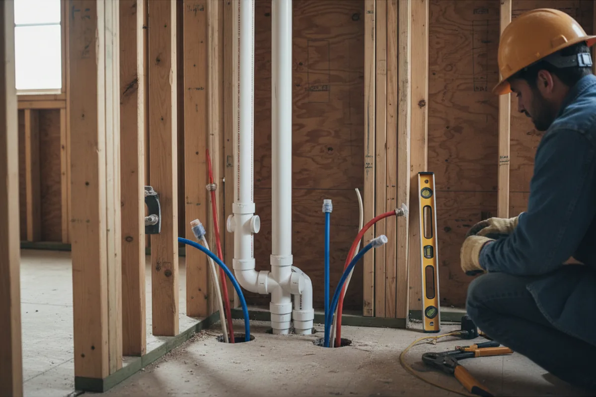 Drain and supply rough-in during Toilet Repair and Installation in Mackville