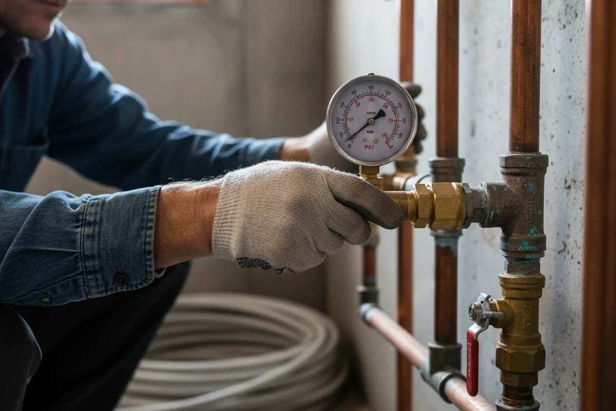 Pressure testing a repaired line during Water Line Repair in Mackville
